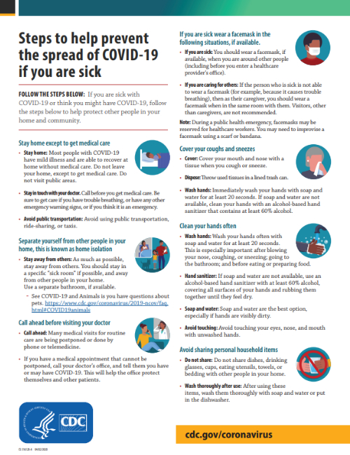 Steps to help prevent the spread of COVID-19